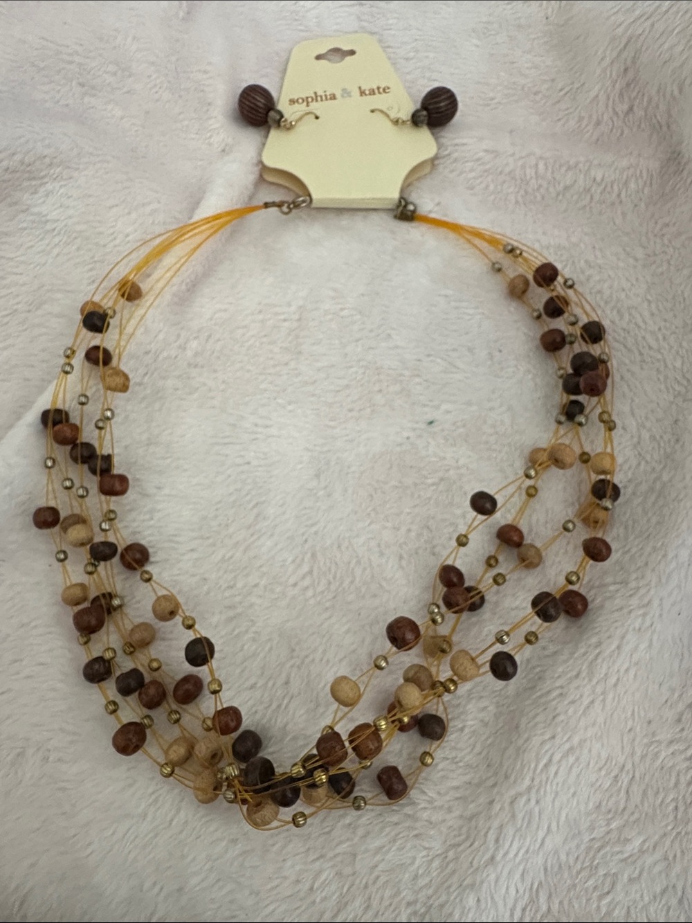 ☄️3 for $10 African Wood Multistrand Brown Bead Statement Necklace with earring